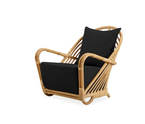Charlottenborg Lounge Chair - Natural with Black Cushion