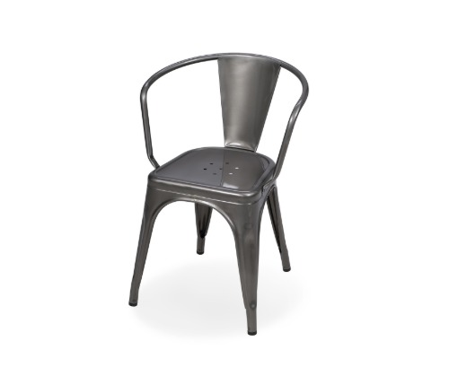 A56 Armchair - Raw Steel Varnished Brillant